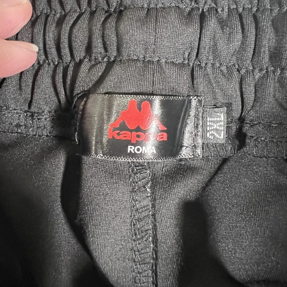 Kappa 222 Banda Track Pants Youth‎ Boys XXL Black Logo Tape Joggers Athletic